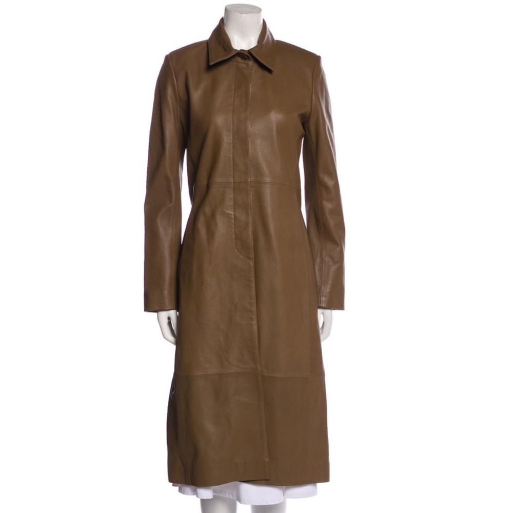 NWOT Nour Hammour Brown Leather Long Coat - XS equivalent - Picture 7 of 9